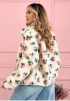 Bunda polarowa ze stójką w kwiaty Flower Fluffs béžová