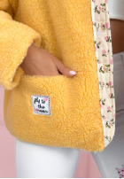 Krátka Bunda kożuszek z kwiecistą podszewką Lilianna ecru