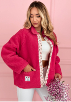 Krátka Bunda kożuszek z kwiecistą podszewką Lilianna ecru