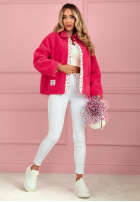 Krátka Bunda kożuszek z kwiecistą podszewką Lilianna ecru