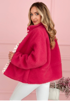 Krátka Bunda kożuszek z kwiecistą podszewką Lilianna ecru