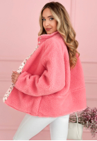 Krátka Bunda kożuszek z kwiecistą podszewką Lilianna ecru