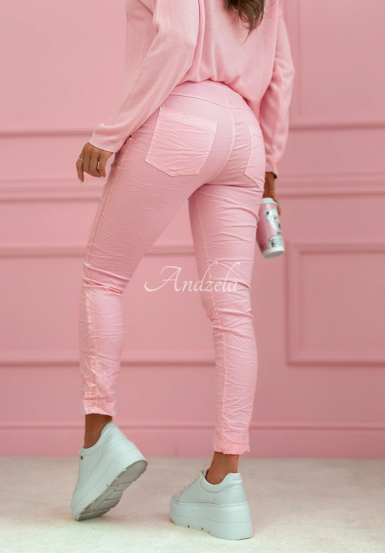 Viskózové nohavice s pásmi The Spring Begins ružové