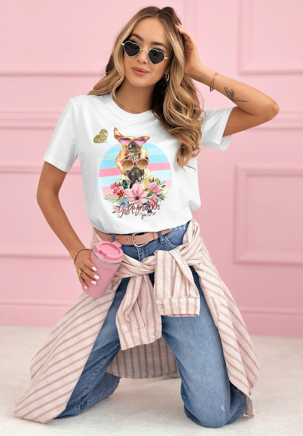 Bavlnené tričko s potlačou Crazy Dogs Biela