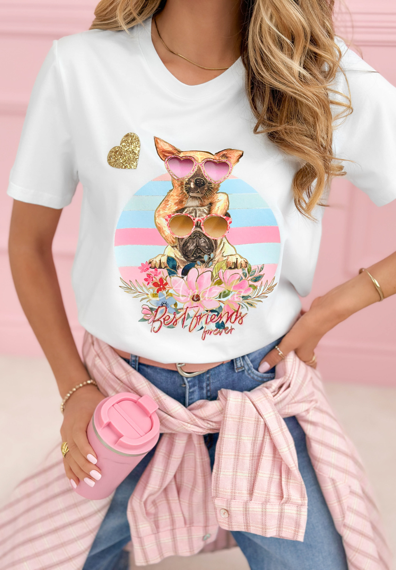 Bavlnené tričko s potlačou Crazy Dogs Biela