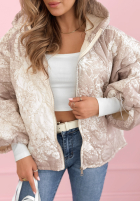 Prešívaná Bunda s kapucňou oversize so vzormi Blooming Hope modrá