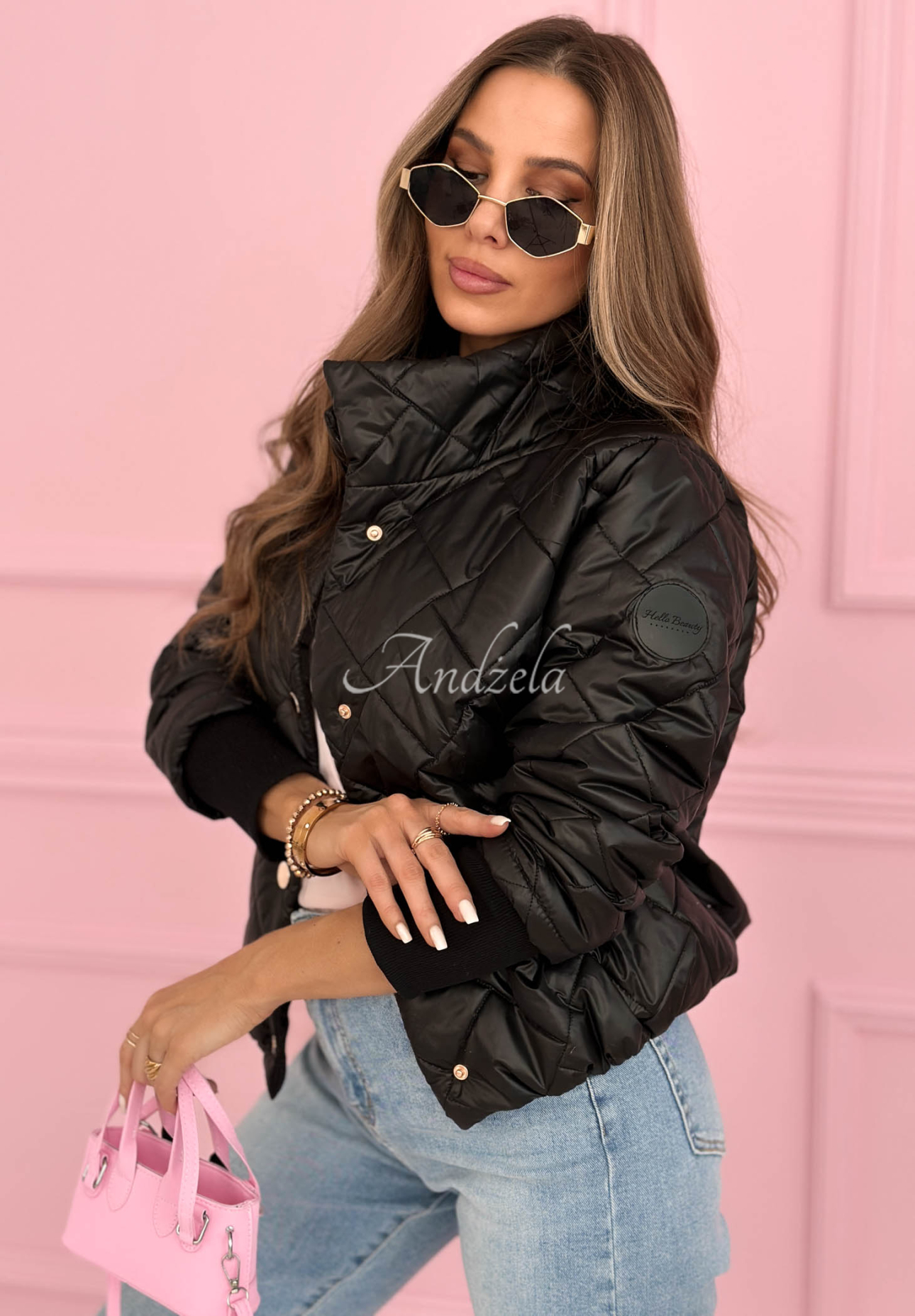 Prešívaná bunda so stojačikom Hilda čierna