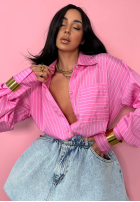 Košeľa w paski oversize La Milla Sophie ružová