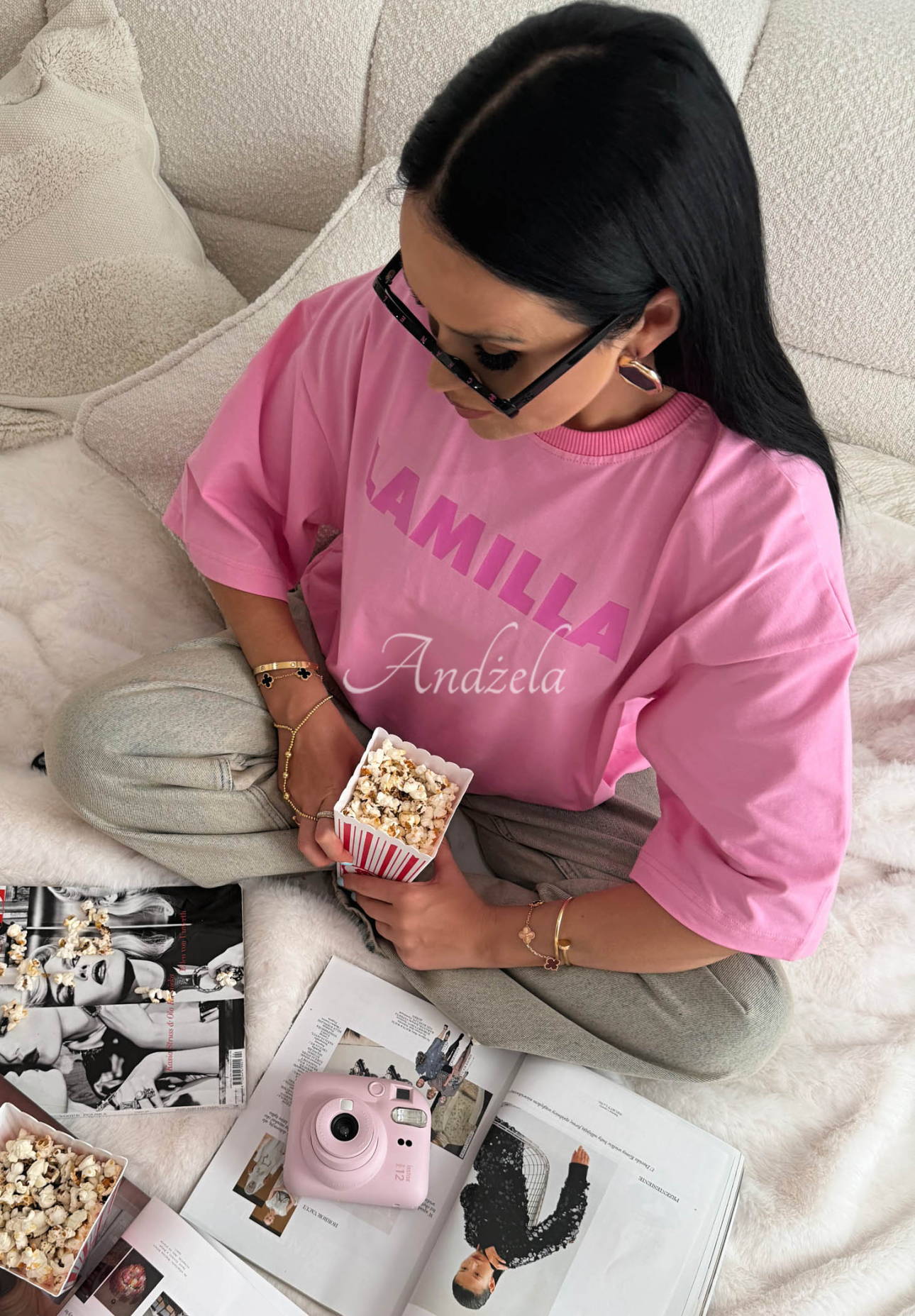 Viskózové tričko oversize La Milla Sophia ružový