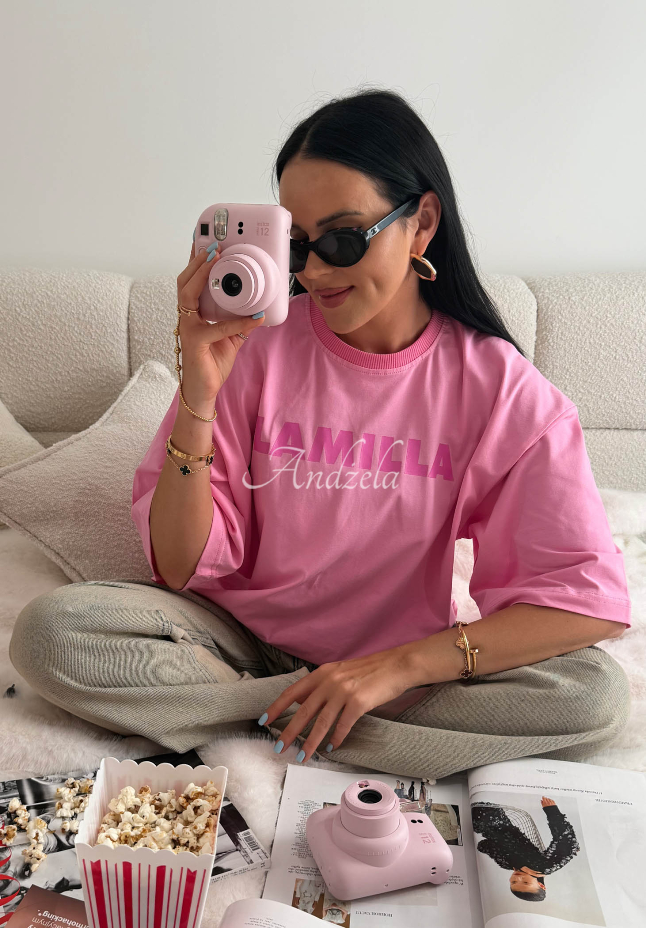 Viskózové tričko oversize La Milla Sophia ružový