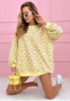 Długa Mikina oversize w różyczki The Bloom ružová