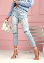 Nohavice jeanowe skinny z naszywkami My Big Heart svetlomodré