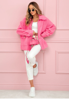 Krátka Bunda sherpa kożuszek Azalea fuchsiová