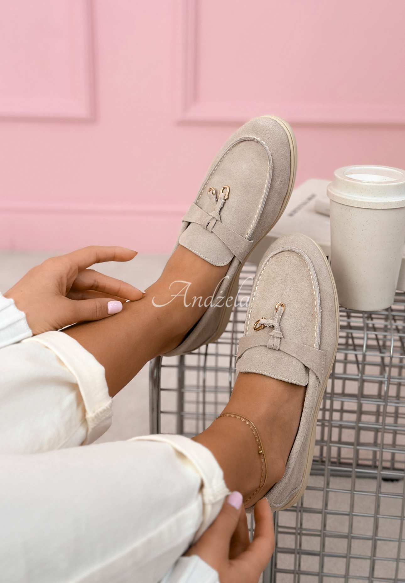 Semišové mokasíny Margot béžové