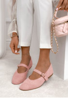 semiošové balerinki z paskiem Vivienne púdrovo ružová