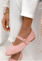 semiošové balerinki z paskiem Vivienne púdrovo ružová