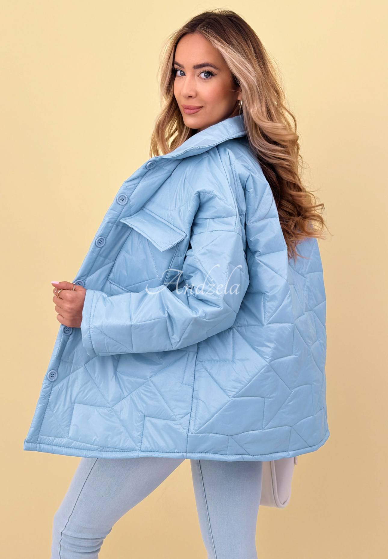 Prešívaná bunda s golierom a vreckami Sunflower blankytná