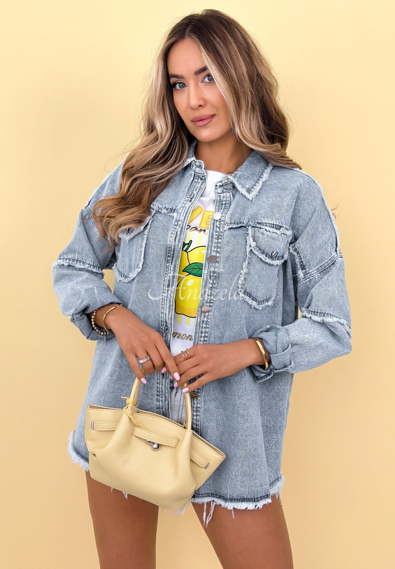 Džínsová riflová bunda Can't Hide It svetlomodrá