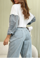 Nohavice džínosové mom fit z zakładkami Stay For Now svetlomodré