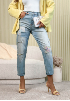 Nohavice džínosové baggy z naszywkami In My Spring Era svetlomodré