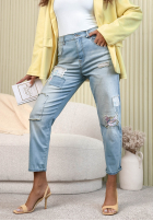 Nohavice džínosové baggy z naszywkami In My Spring Era svetlomodré