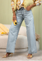 Nohavice džínosové wide leg Against Me svetlomodré