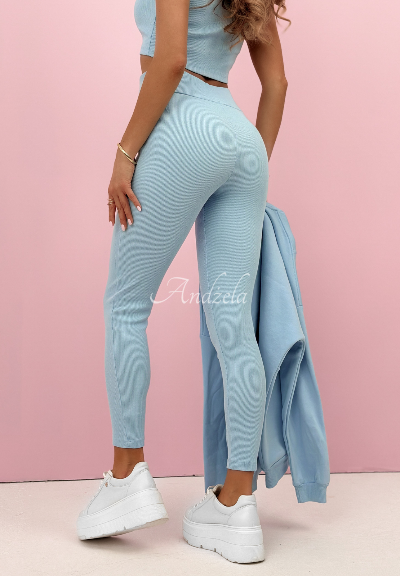 Bavlnená súprava mikina, legíny, top 3v1 Look At Me modrý