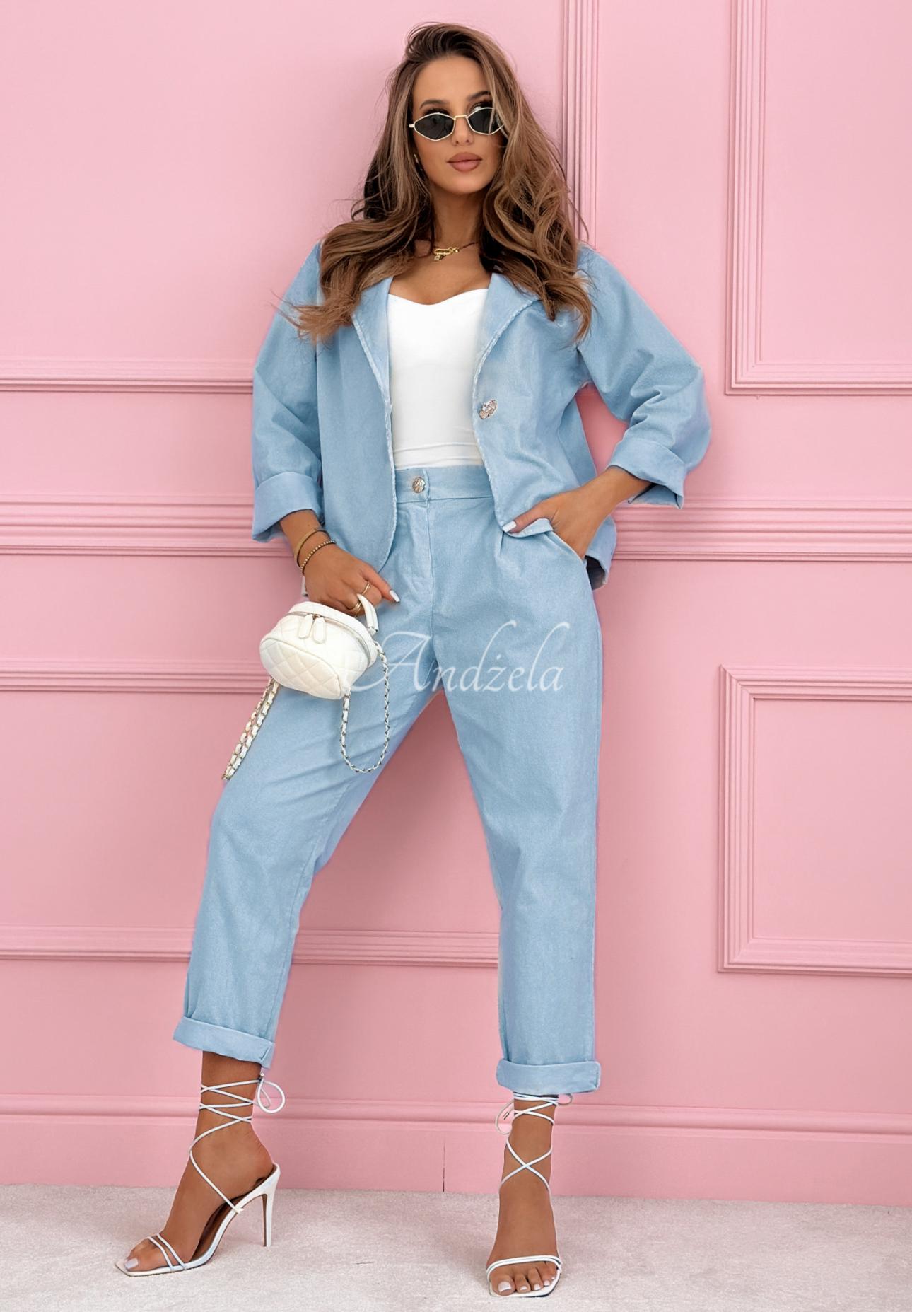 Menčestrové sako z bavlny Goodbye Lovely blankytná