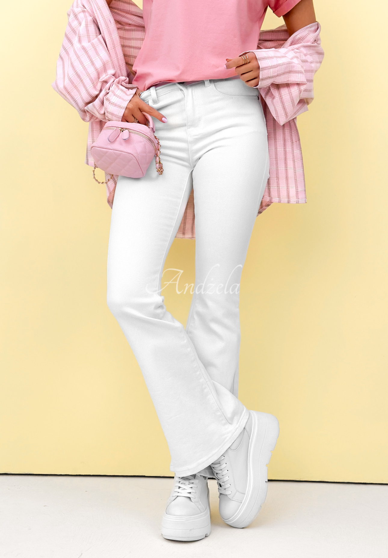 Zvonové džínsy Jocelyn biele