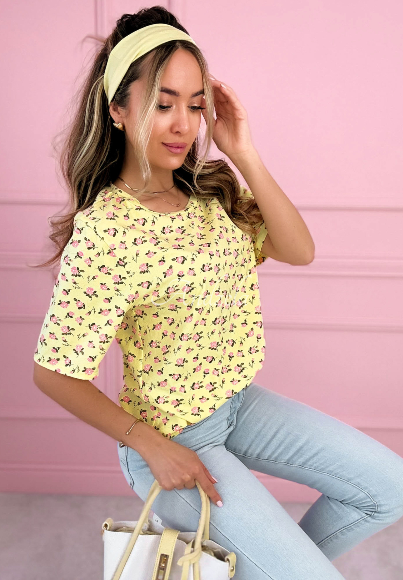 Bavlnené tričko s ružami La Rosa žltá