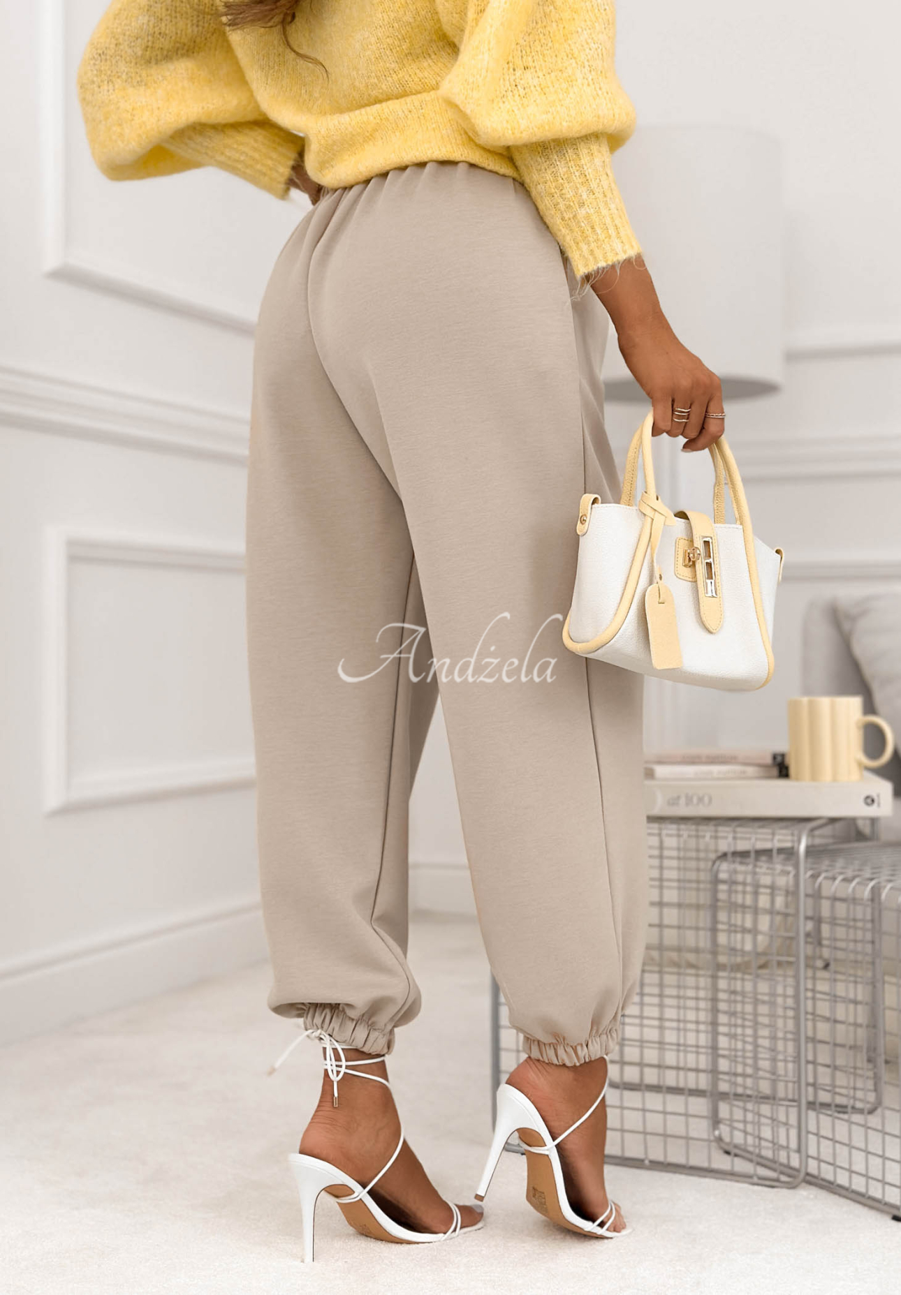 Viskózové nohavice s manžetami What You Wanted svetlobéžové