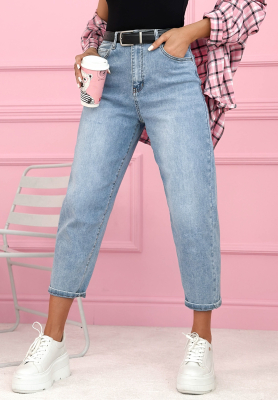 Dž&iacute;nsy mom fit Don&rsquo;t Move Now svetlomodr&eacute;