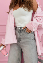 Nohavice džínosové wide leg z kokardkami Aracello jasnoszare