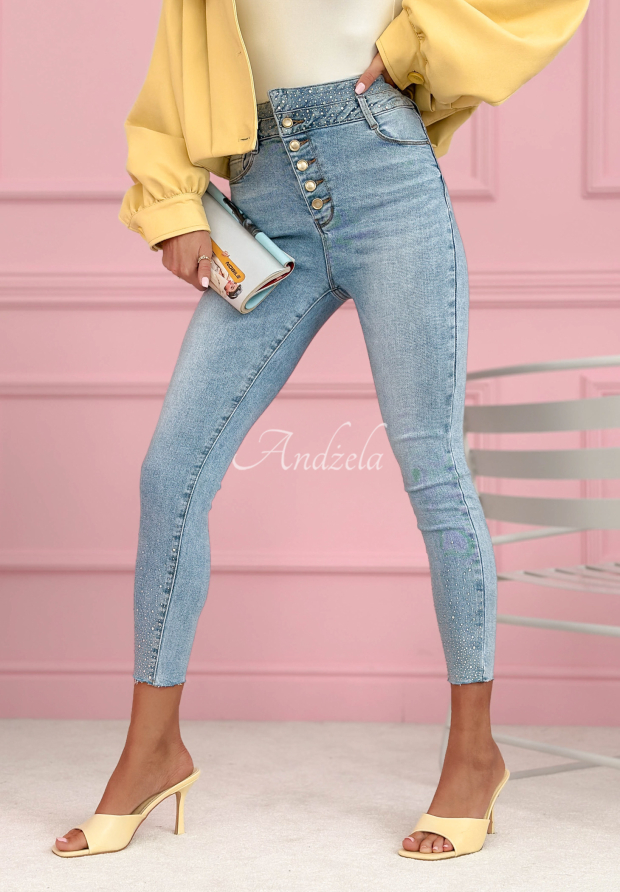 Dž&iacute;nsy skinny s kry&scaron;t&aacute;likmi Amy modr&eacute;
