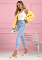 Nohavice džínosové skinny z kryształkami Amy modré