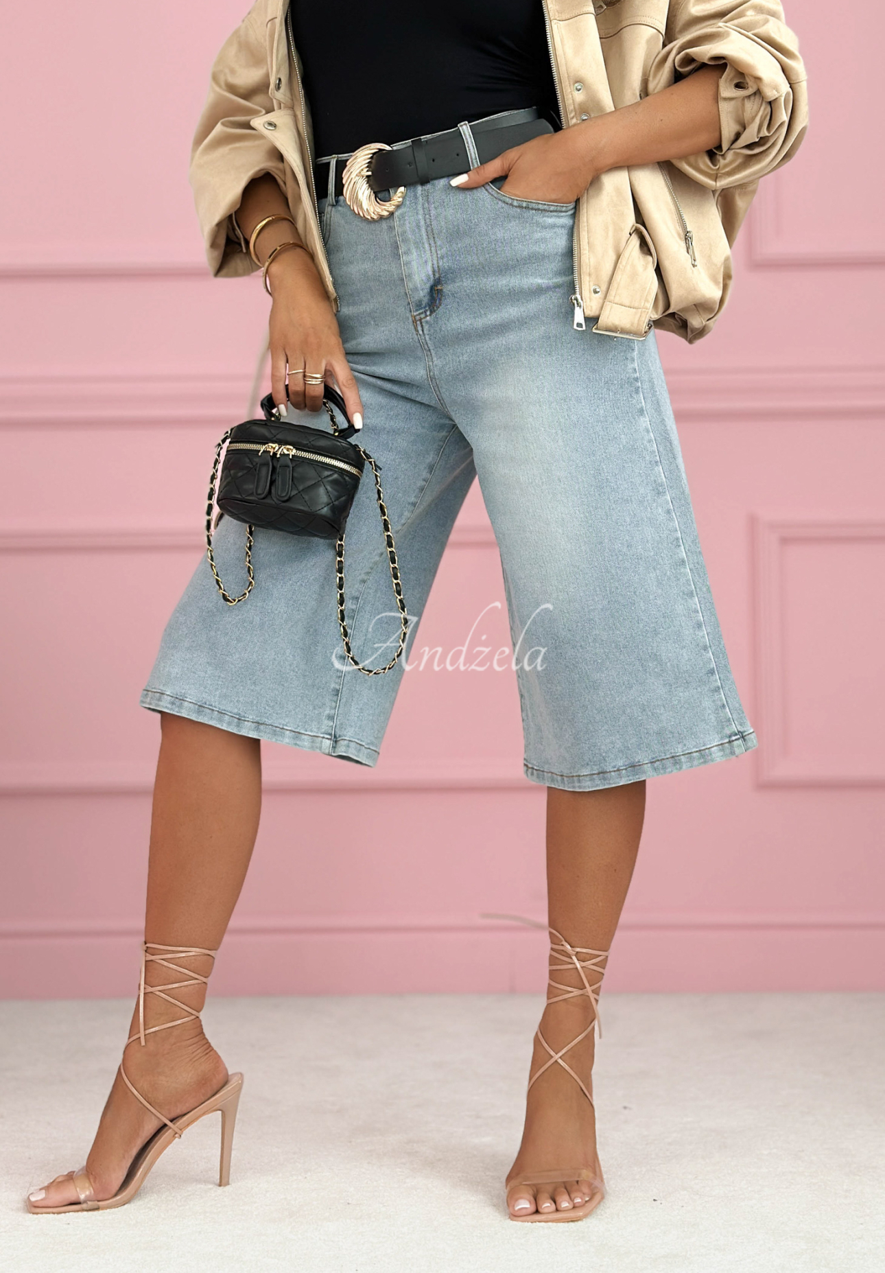 Džínsy bermudy so širokými nohavicami Buffalo River svetlomodré