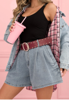 Kraťasy  z szerokimi nogawkami i paskiem Finally Hot svetlomodré