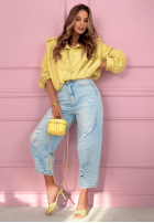 Krátka skórzana Bunda z kołnierzem Valleria pistaciová