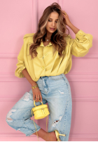 Krátka skórzana Bunda z kołnierzem Valleria pistaciová