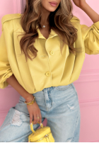 Krátka skórzana Bunda z kołnierzem Valleria pistaciová