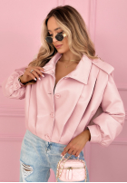 Krátka skórzana Bunda z kołnierzem Valleria pistaciová