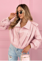 Krátka skórzana Bunda z kołnierzem Valleria pistaciová