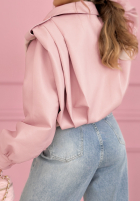 Krátka skórzana Bunda z kołnierzem Valleria pistaciová