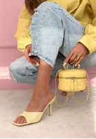 Skórzane Šľapky  na szpilce Ophelia blankytné