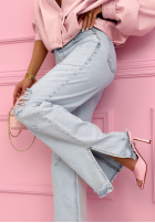 Nohavice džínosové mom fit z przetarciami Ivette svetlomodré