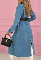 džínsový Kabát trencz z paskiem Maryella modrý