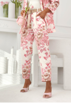 Garnitur damski w kwiaty Jasmine biało-ružový