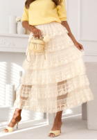 Koronkowa Sukňa  maxi boho Lucky Me ecru