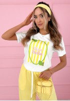 Tričko z nadrukiem Ciao Bella biało-ružový