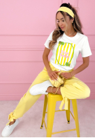 Tričko z nadrukiem Ciao Bella biało-ružový